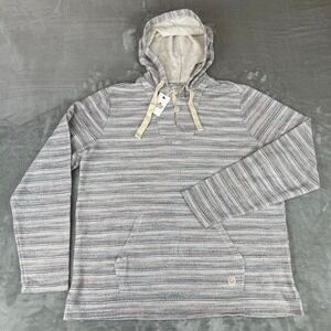 Marine Layer Logan Baja Hoodie Mens Medium Natural Multi Stripe Texture $118 NWT